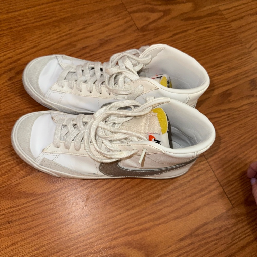 Nike White and Gray High-Top Sneakers